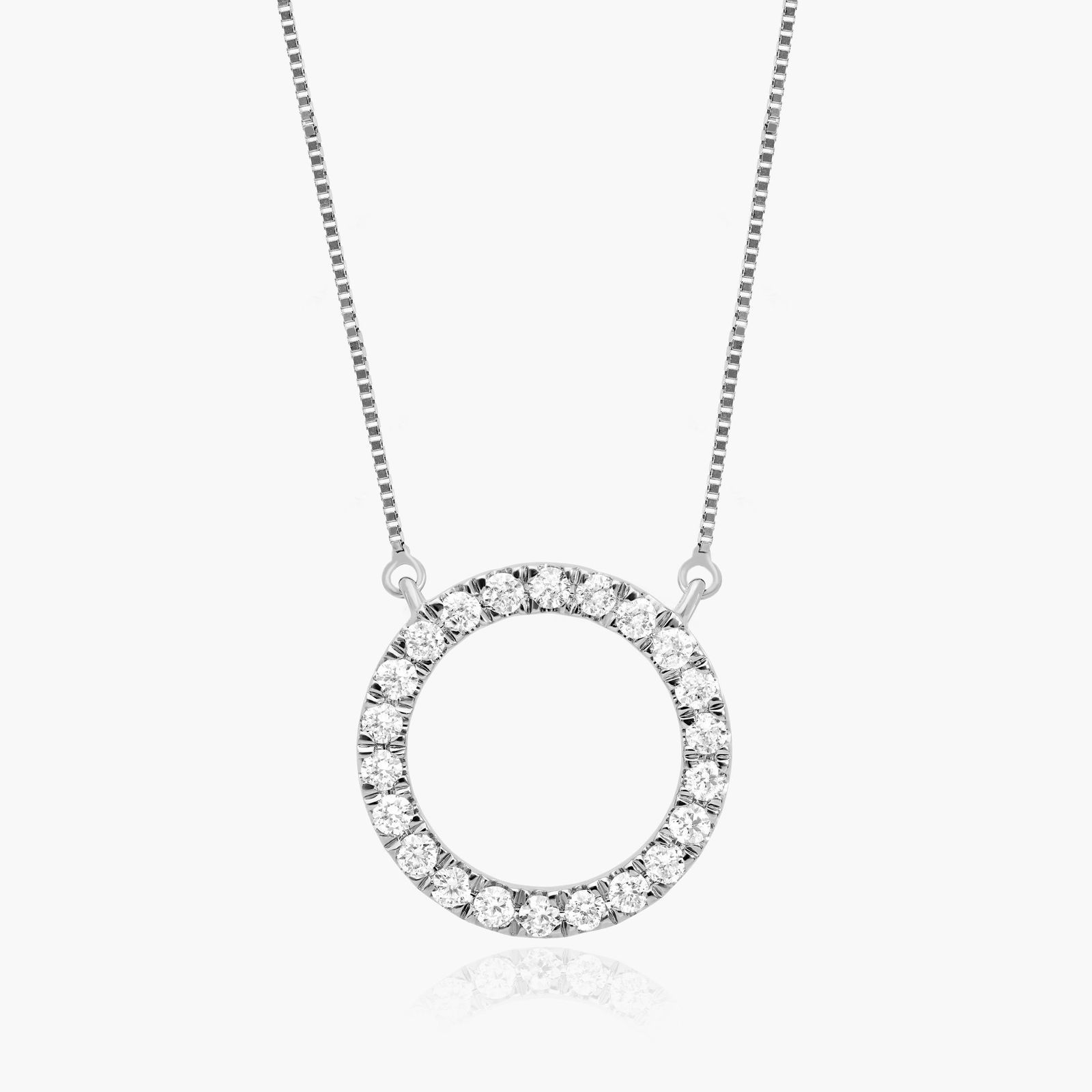 14K White Gold Lab-Grown Diamond Open Circle Pendant Necklace-81640w14l