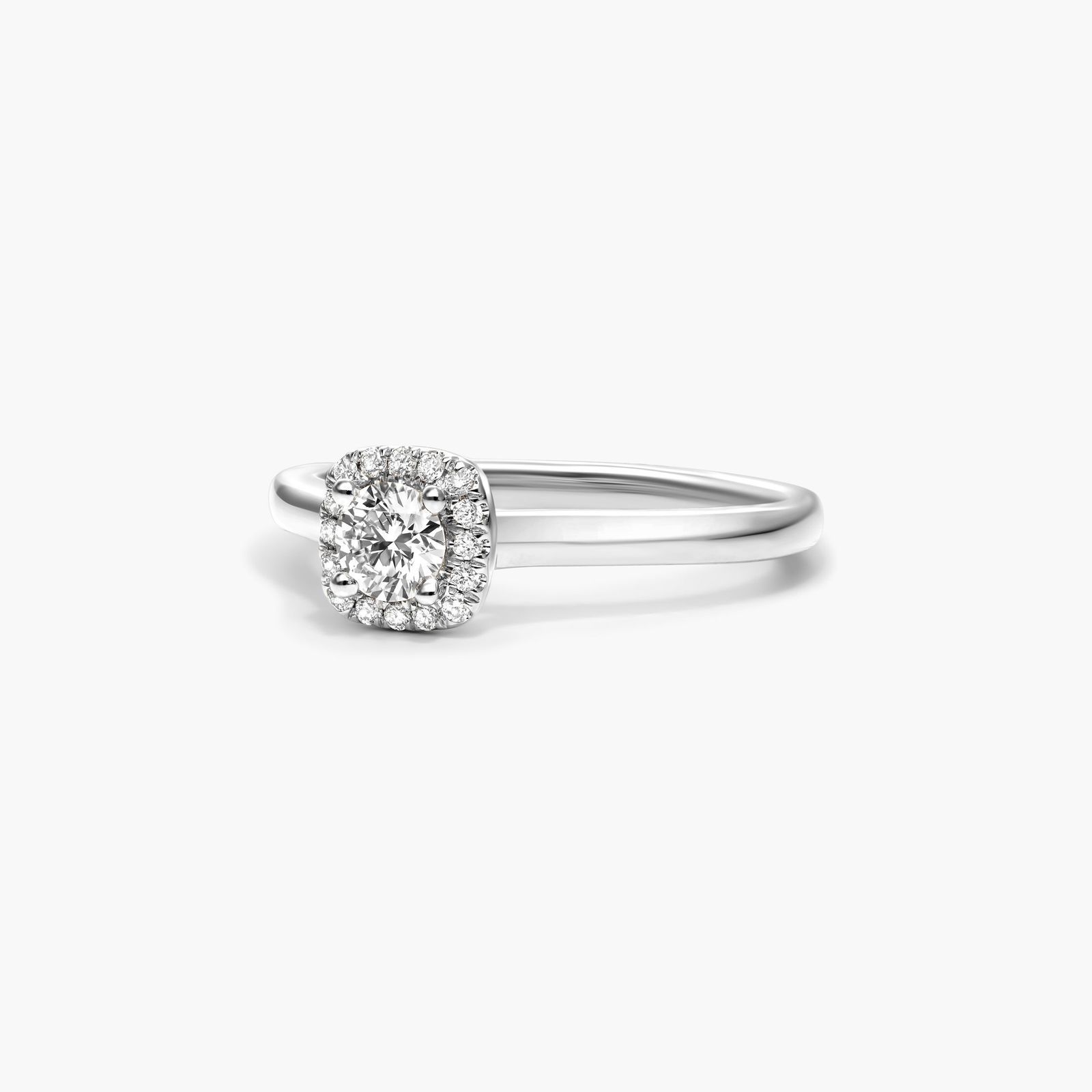 14K White Gold Cushion Halo Lab-Created Diamond Ring