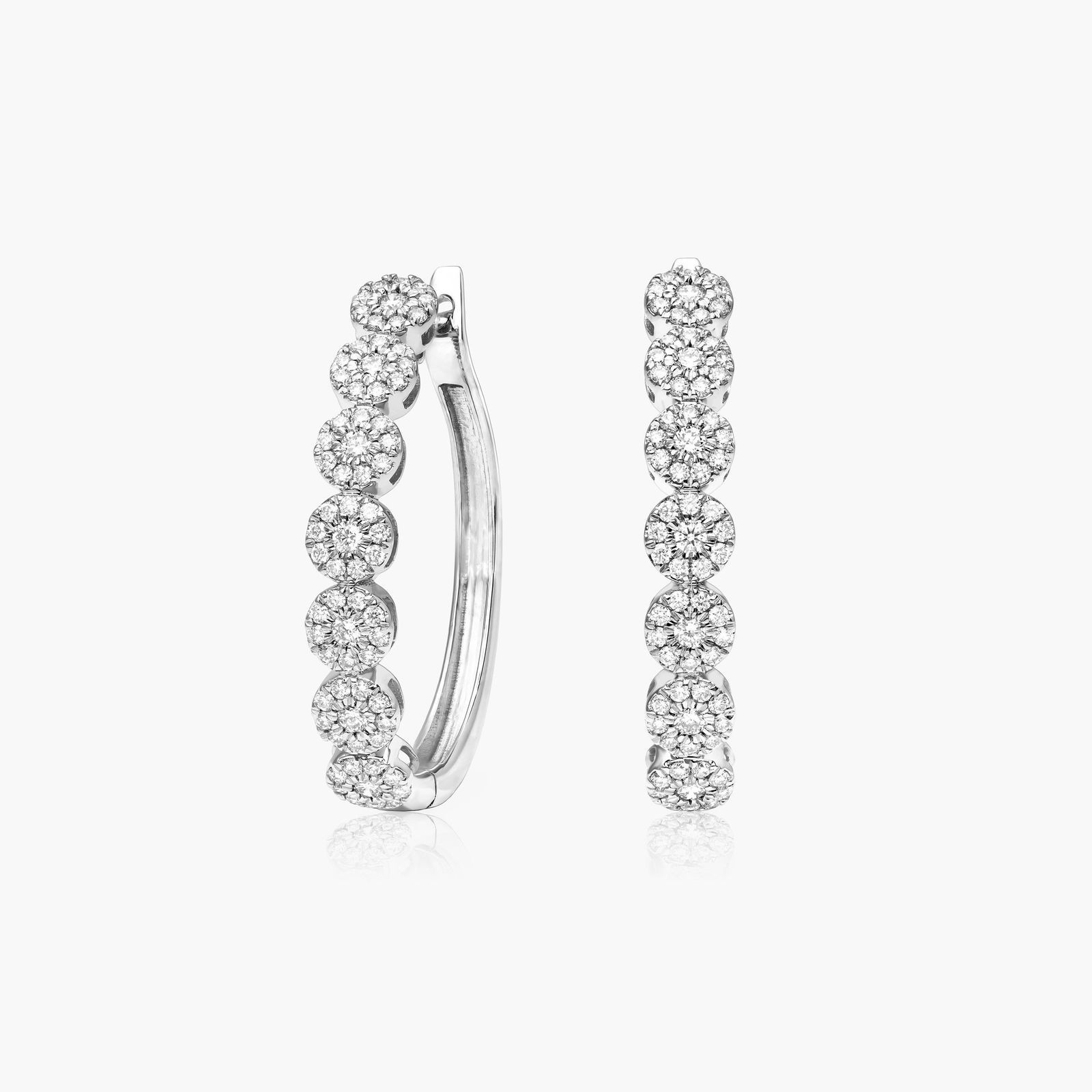 14K White Gold Seven Stone Halo LabCreated Diamond Hoop Earrings81649w14l