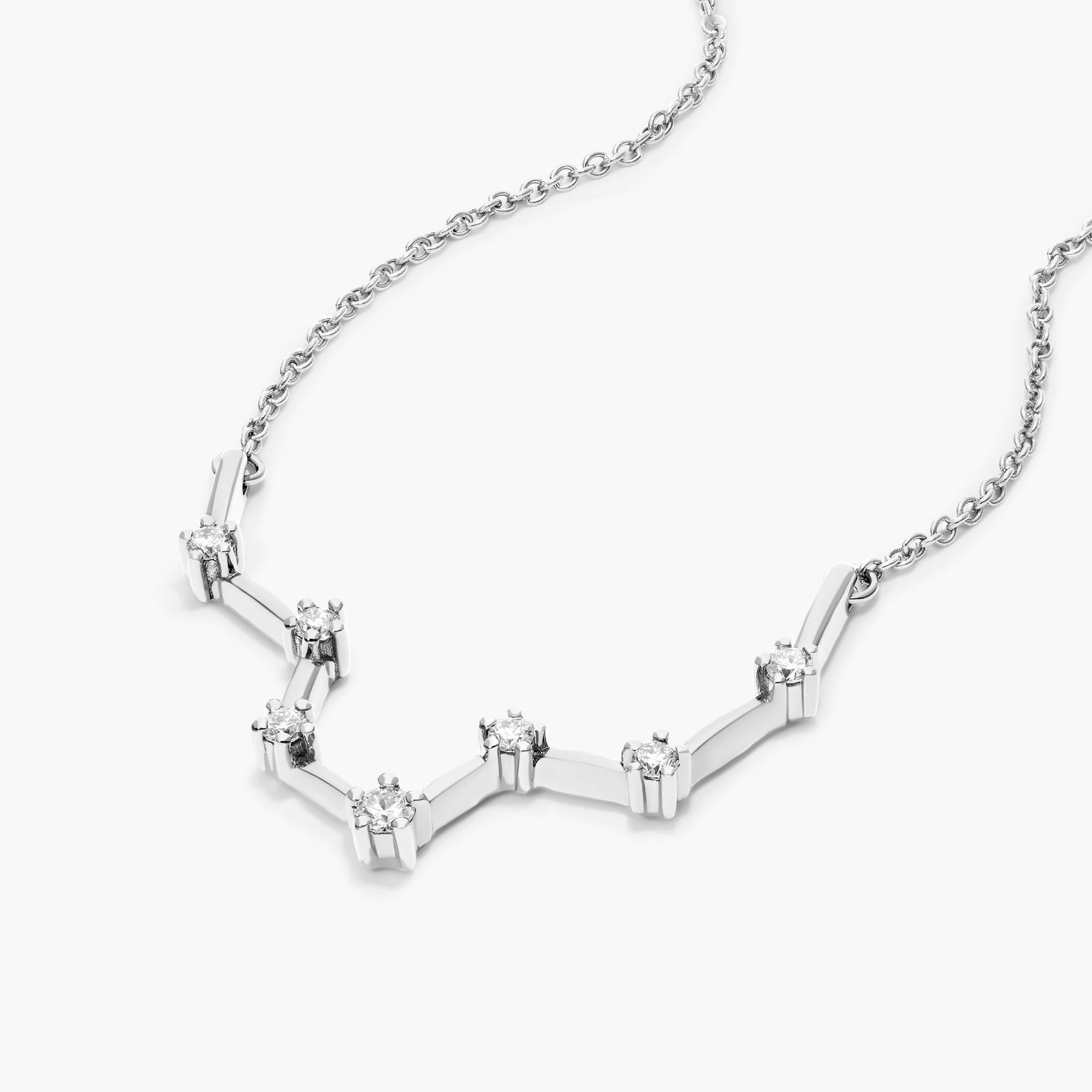 14K White Gold Lab-Created Diamond Pisces Constellation Necklace Image-1