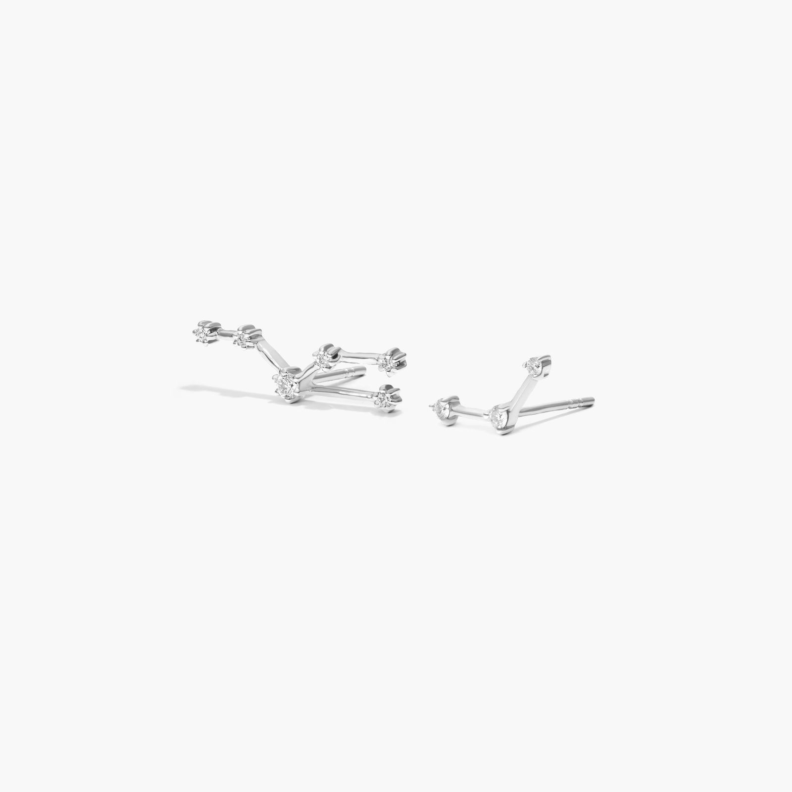 14K White Gold Lab-Created Diamond Taurus Constellation Stud Earrings