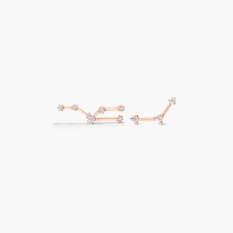 14K Rose Gold Lab-Grown Diamond Taurus Constellation Stud Earrings