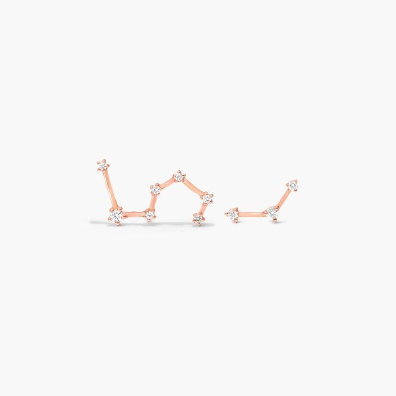 14K Rose Gold Lab-Grown Diamond Leo Constellation Stud Earrings