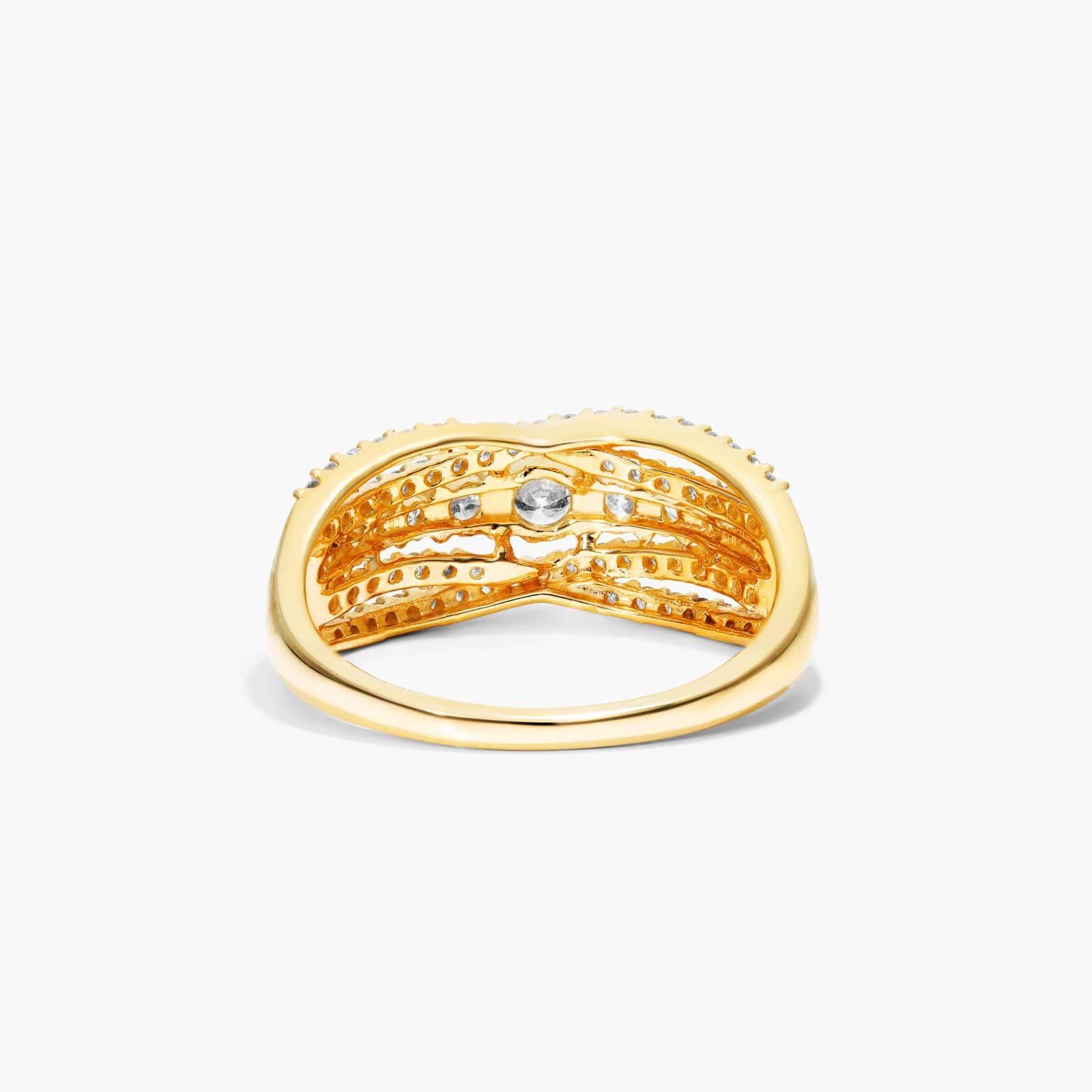 14K Yellow Gold Multi-Row Diamond Ring-81666y14