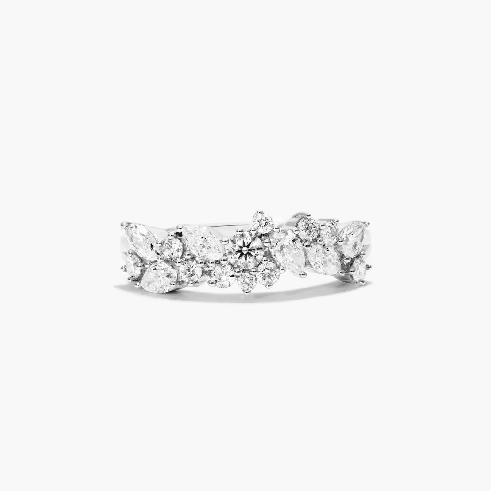 14K White Gold Whimsical Scatter Diamond Ring-81672w14