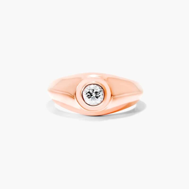 14K Rose Gold Bezel Solitaire Bold Diamond Ring