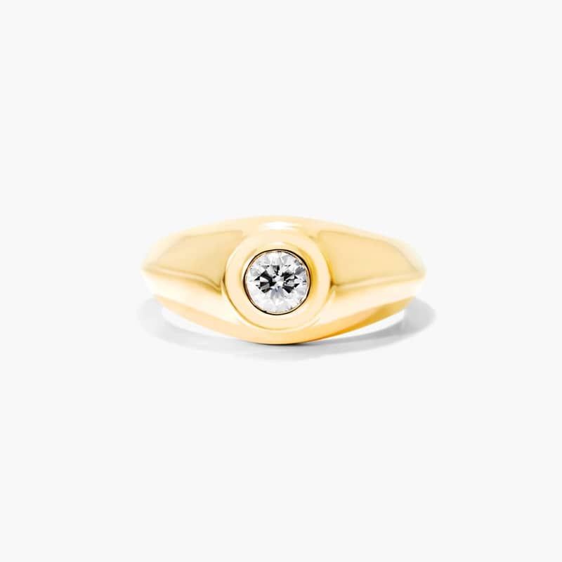 14K Yellow Gold Bezel Solitaire Bold Diamond Ring