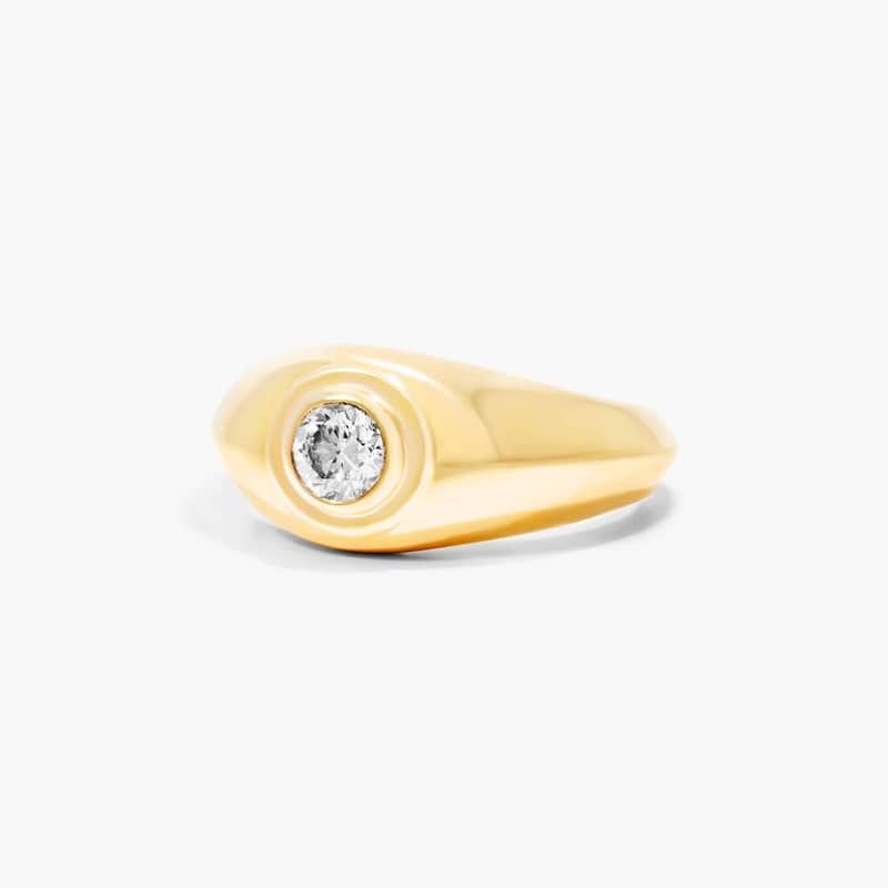 14K Yellow Gold Bezel Solitaire Bold Diamond Ring