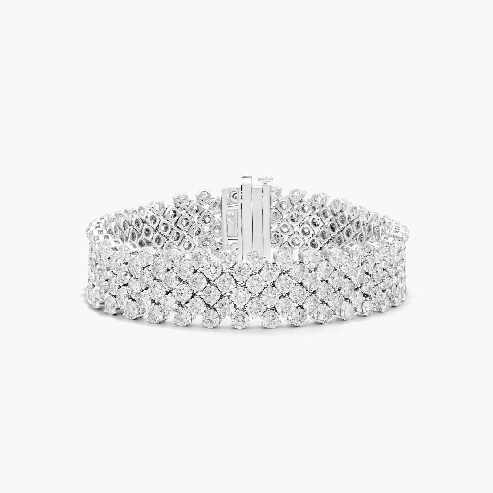 14K White Gold Mesh Lab-Grown Diamond Bracelet