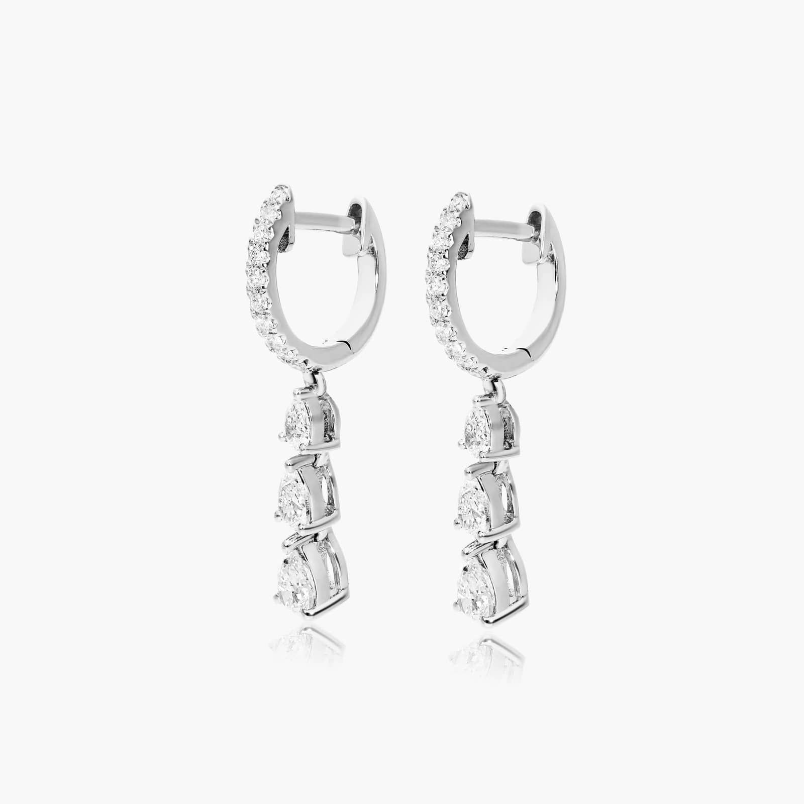 14K White Gold Pear Diamond Fall Drop Earrings-81696w14