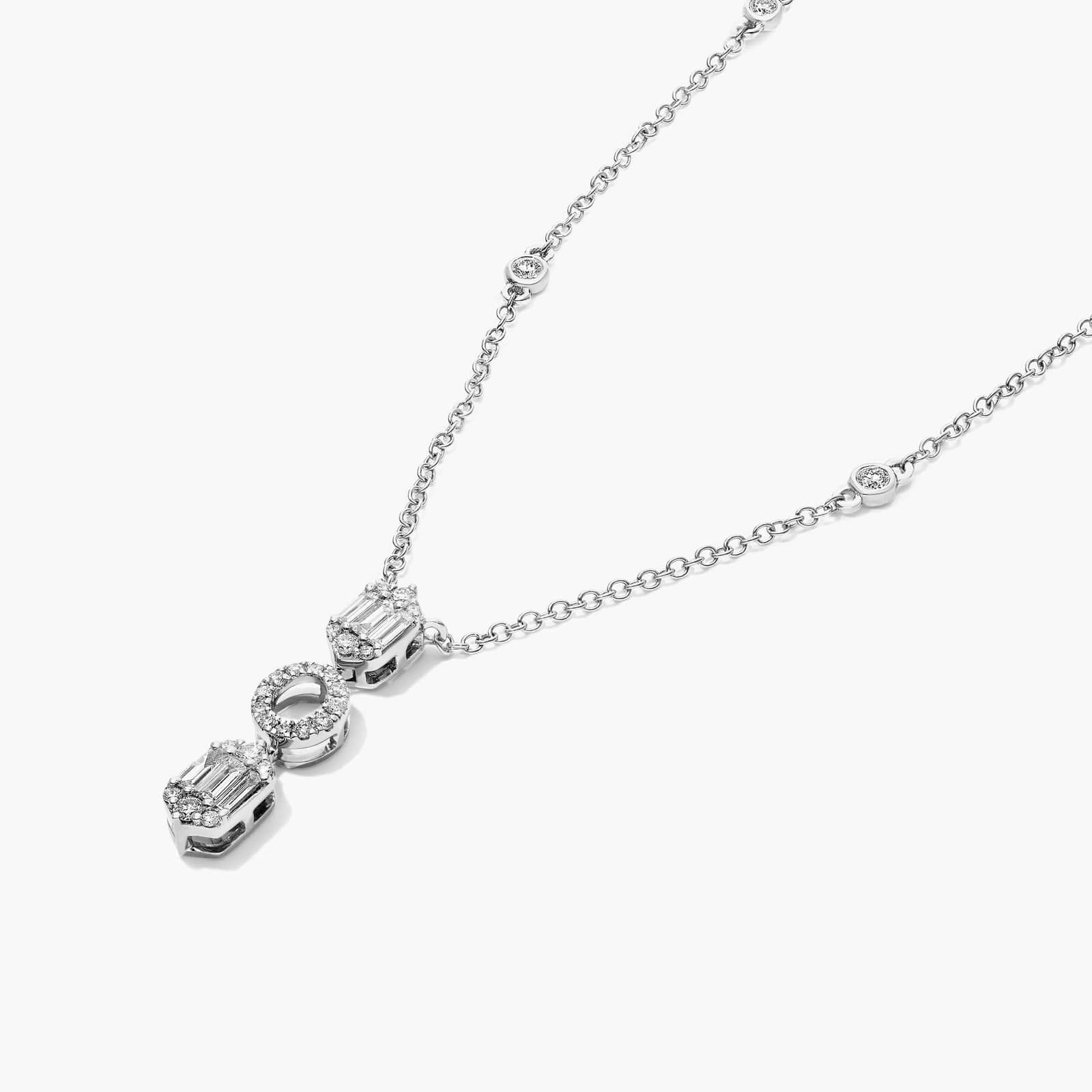 14K White Gold Art Deco Diamond Necklace-81697w14