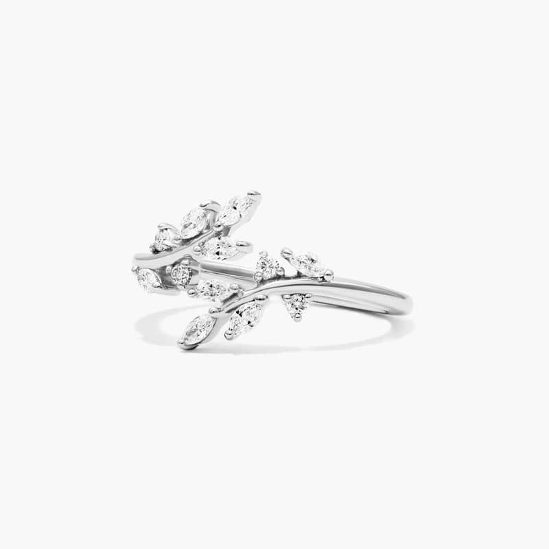 14K White Gold Ivy Bypass Lab-Created Diamond Ring