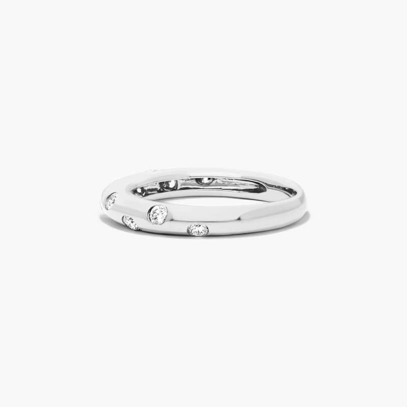 14K White Gold Speckled Diamond Ring