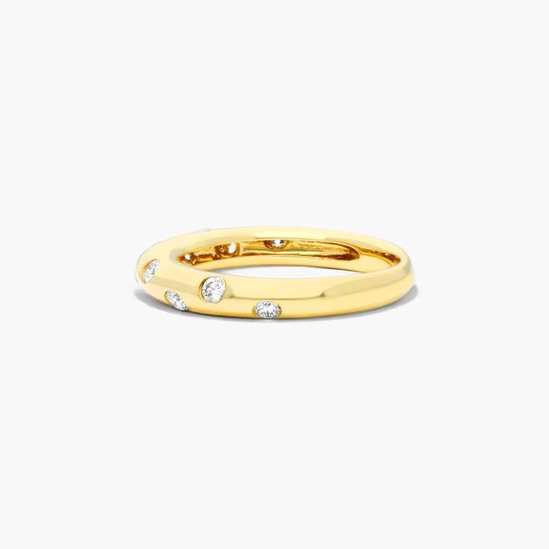 14K Yellow Gold Speckled Diamond Ring