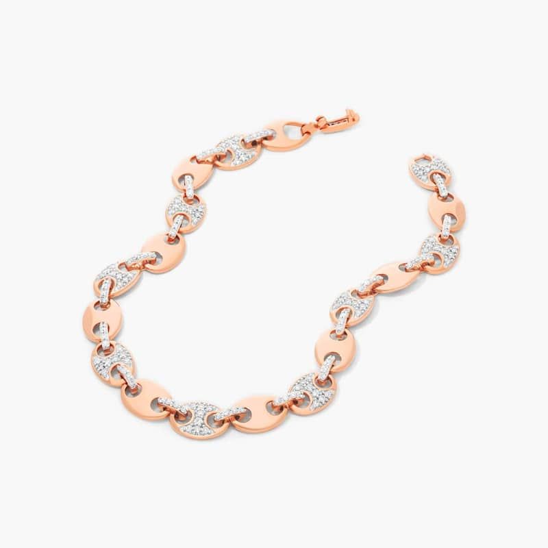 14K Rose Gold Mariner Chain Lab-Created Diamond Bracelet