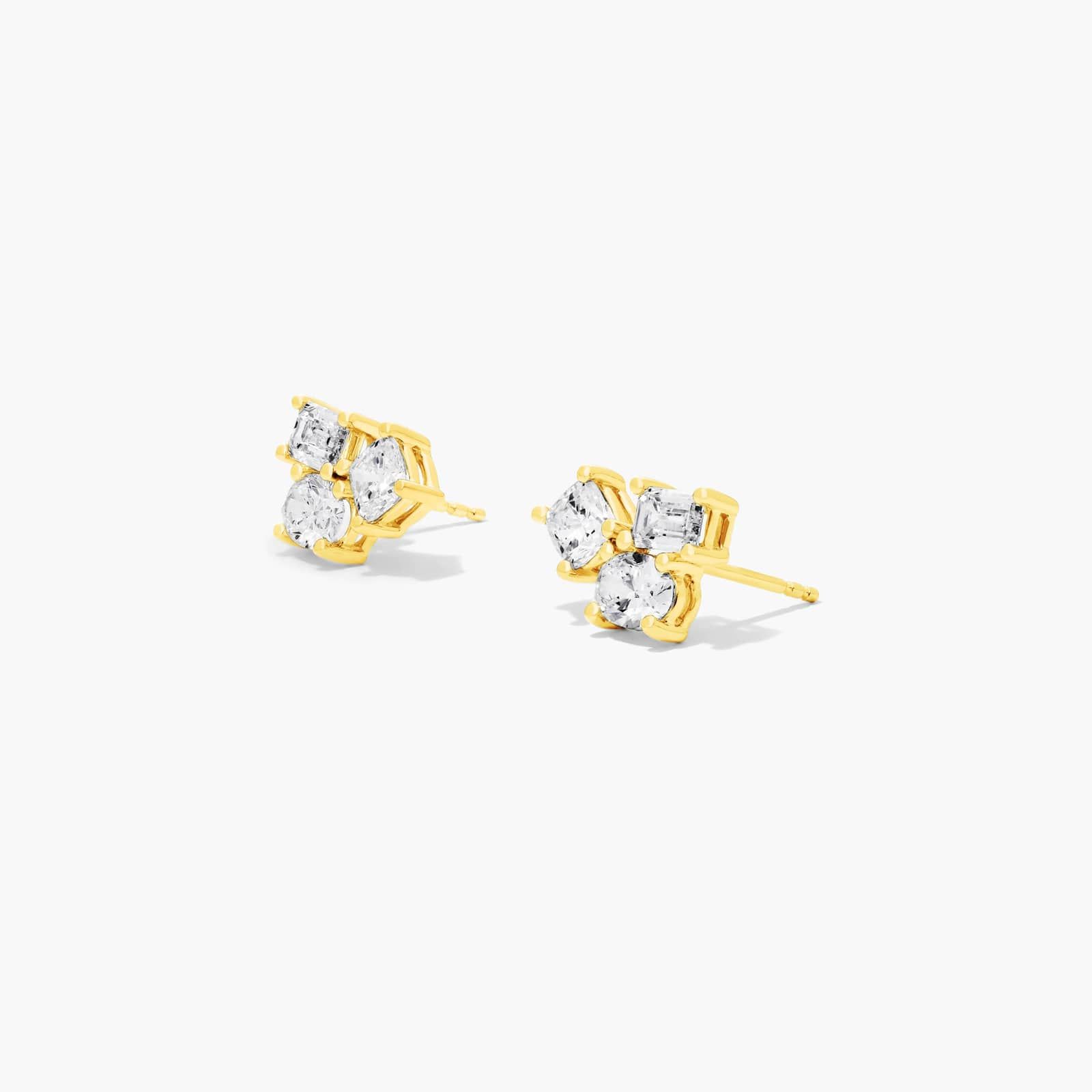 14K Yellow Gold Fancy Cluster Lab-Grown Diamond Earring-81763y14l