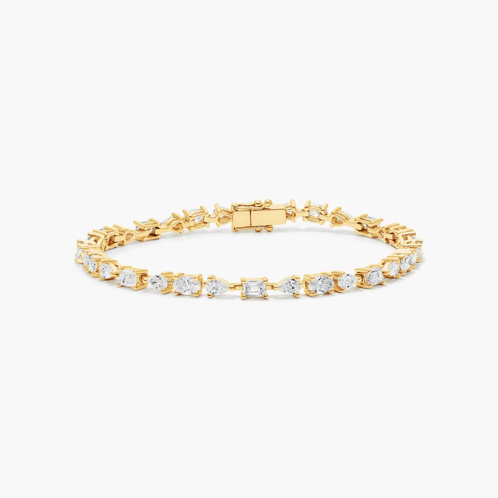 14K Yellow Gold Fancy Array Lab-Created Diamond Tennis Bracelet