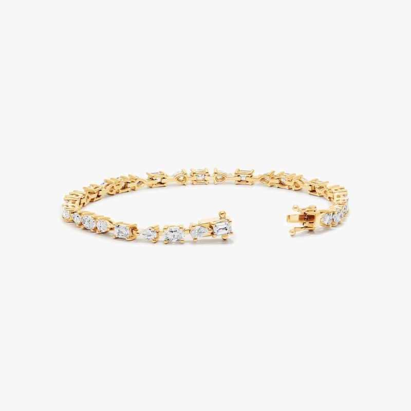 Lab-Grown Diamond Fancy Array Tennis Bracelet In 14K Yellow Gold