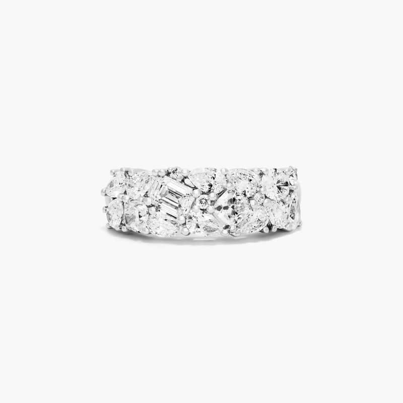 Fancy Scatter Lab-Grown Diamond Wide Ring In 14K White Gold