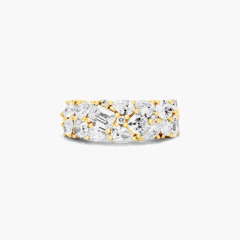 Fancy Scatter Lab-Grown Diamond Wide Ring In 14K Yellow Gold