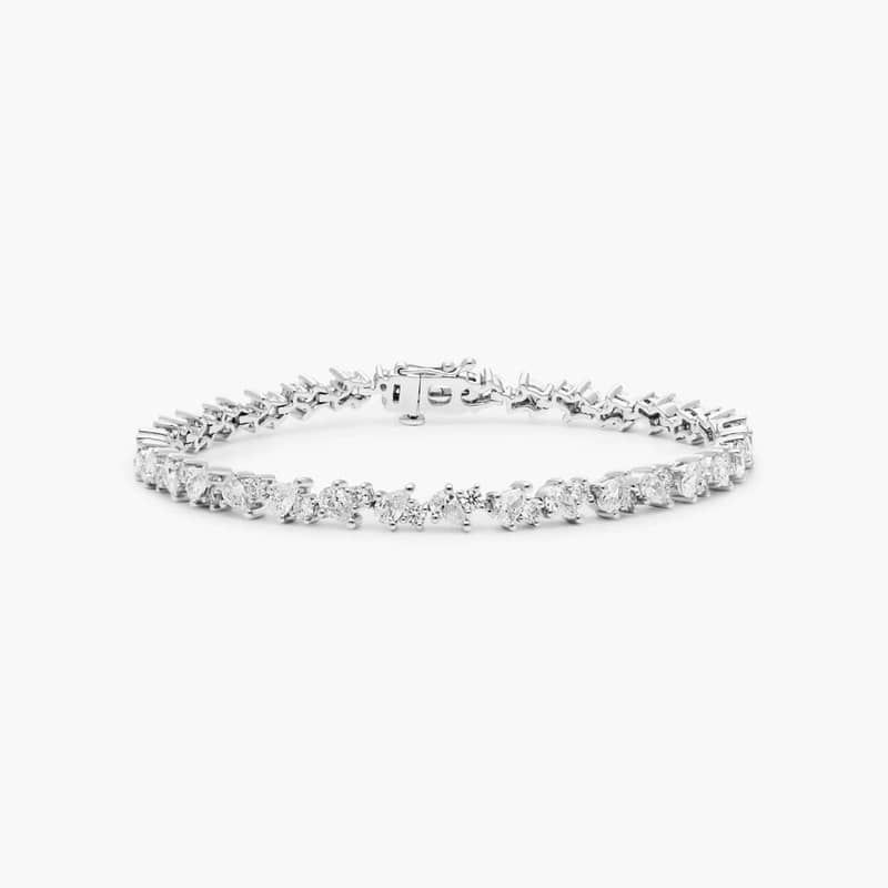 Lab-Grown Diamond Fancy Mélange Tennis Bracelet In 14K White Gold