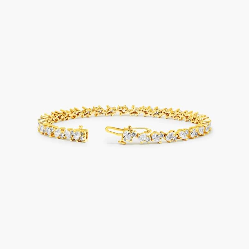 Lab-Grown Diamond Fancy Mélange Tennis Bracelet In 14K Yellow Gold