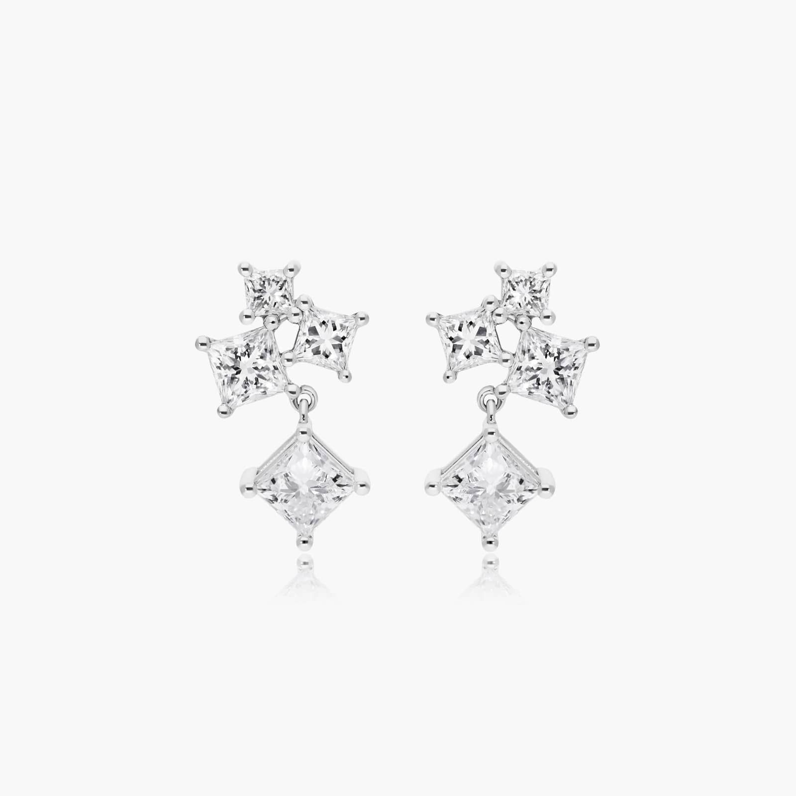 14K White Gold Princess Spritz Lab-Grown Diamond Earrings-81778w14l
