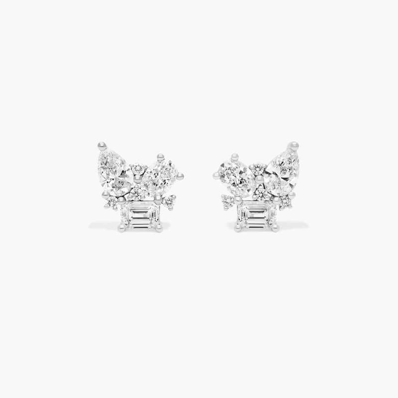 14K White Gold Fancy Bouquet Lab-Grown Diamond Earrings