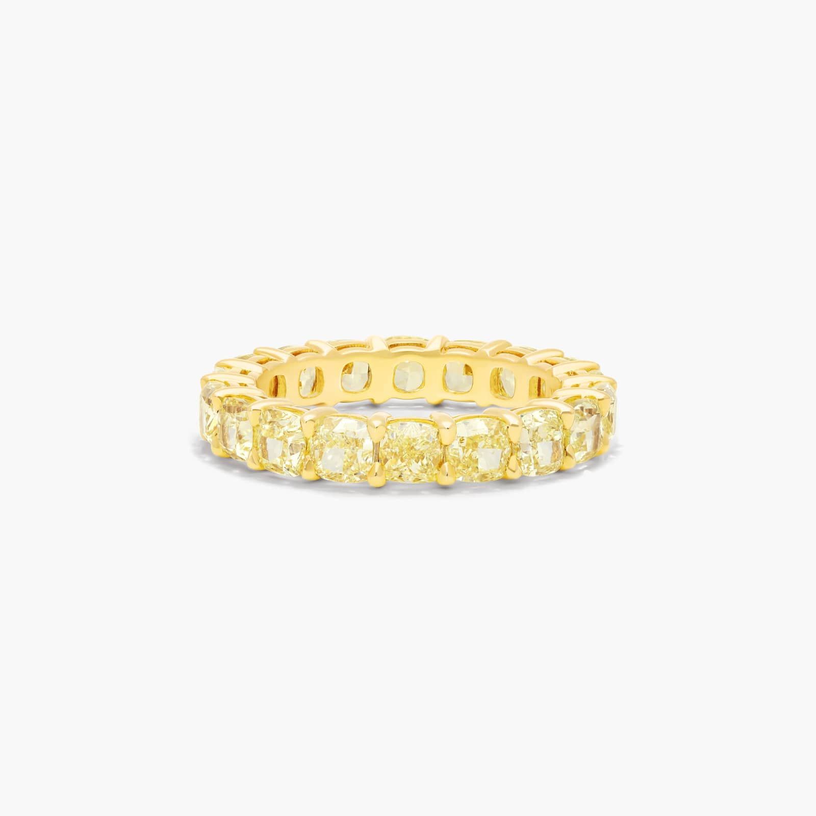 14K Yellow Gold Fancy Yellow Cushion Cut Diamond Eternity Ring-81783y14