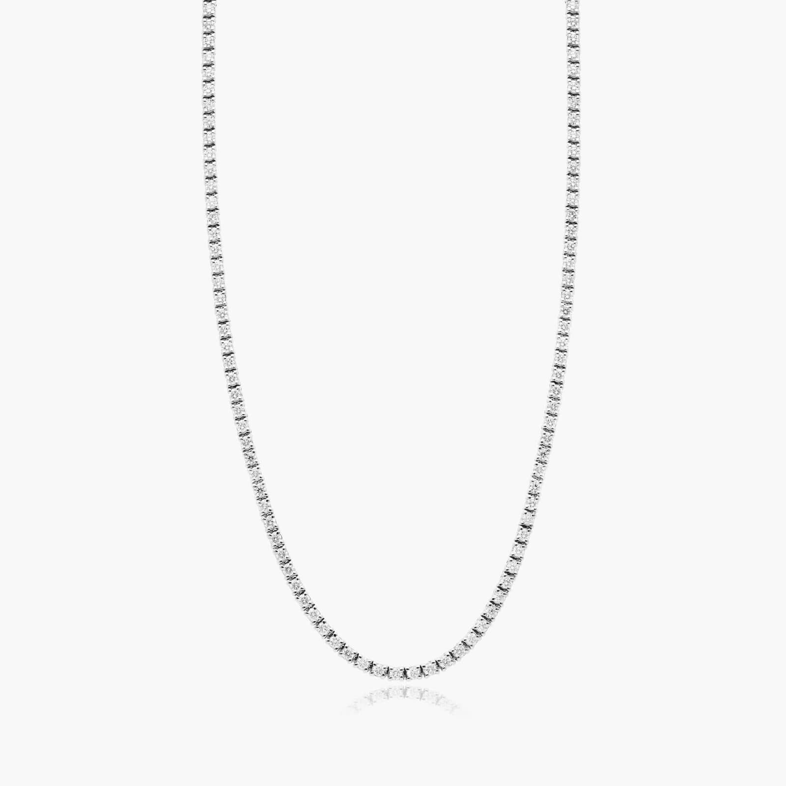 14K White Gold 18 Inch Straight Lab Created Diamond Tennis Necklace (3.00 CTW FG / VS1VS2