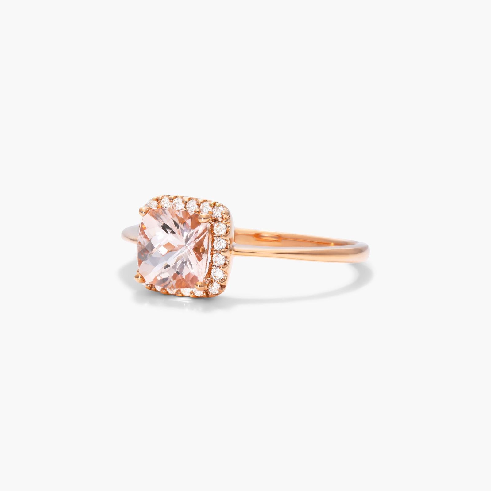 morganite ring with diamond halo