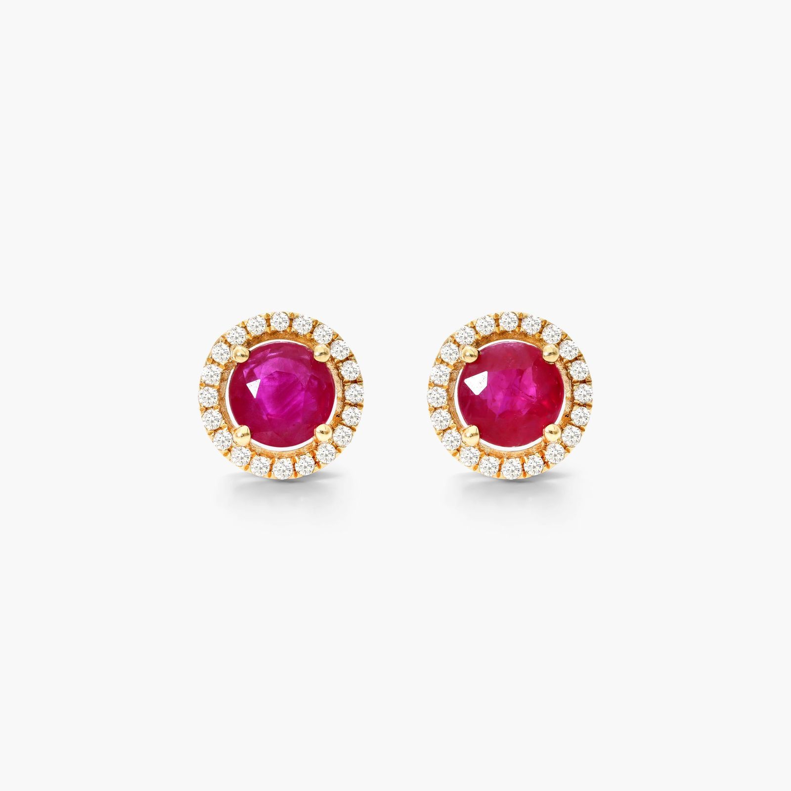 Round 5 carat outlets ruby halo stud earrings