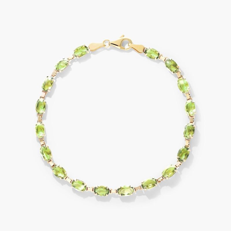 14K Yellow Gold Peridot Line Bracelet