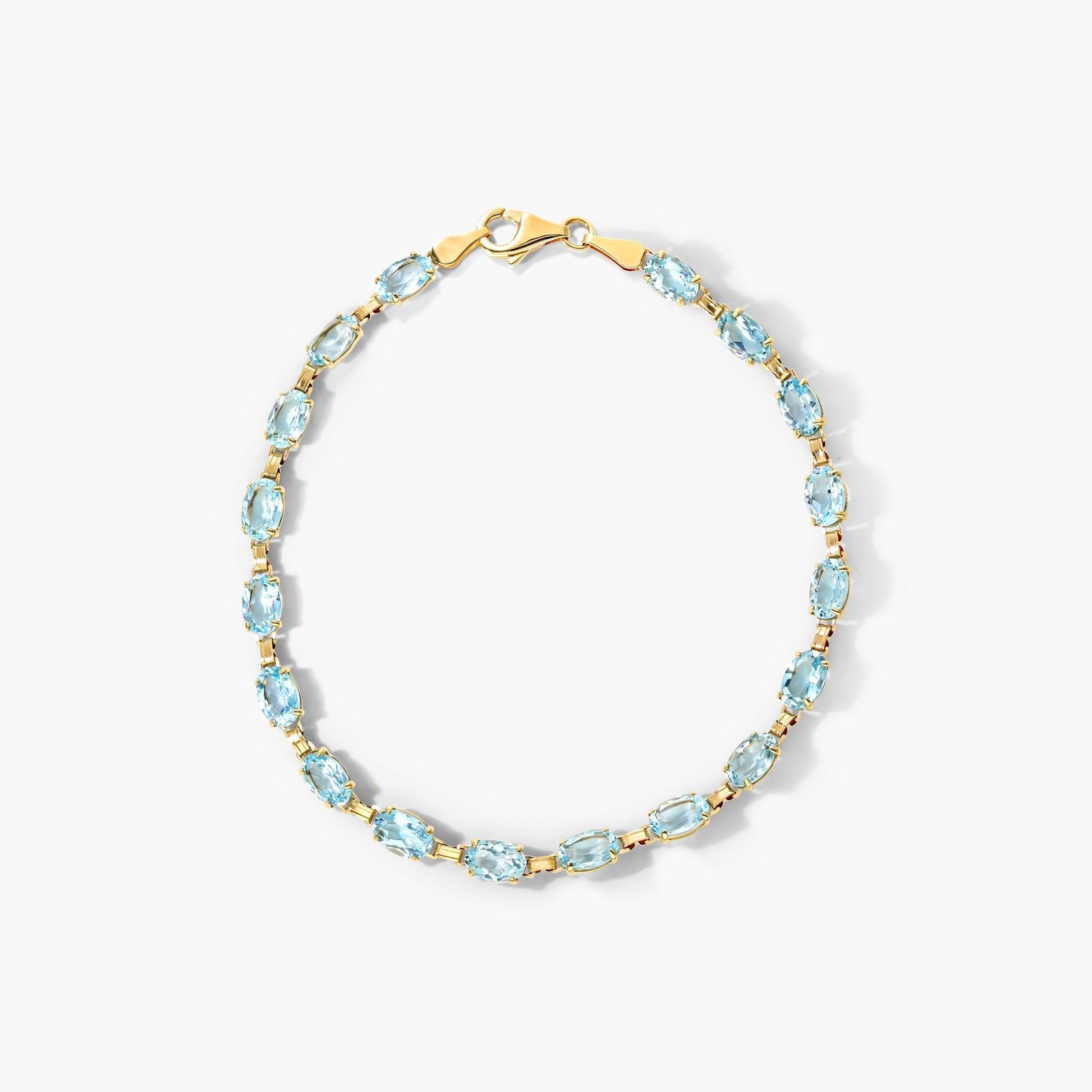 14K Yellow Gold Blue Topaz Line Bracelet-8328412y14