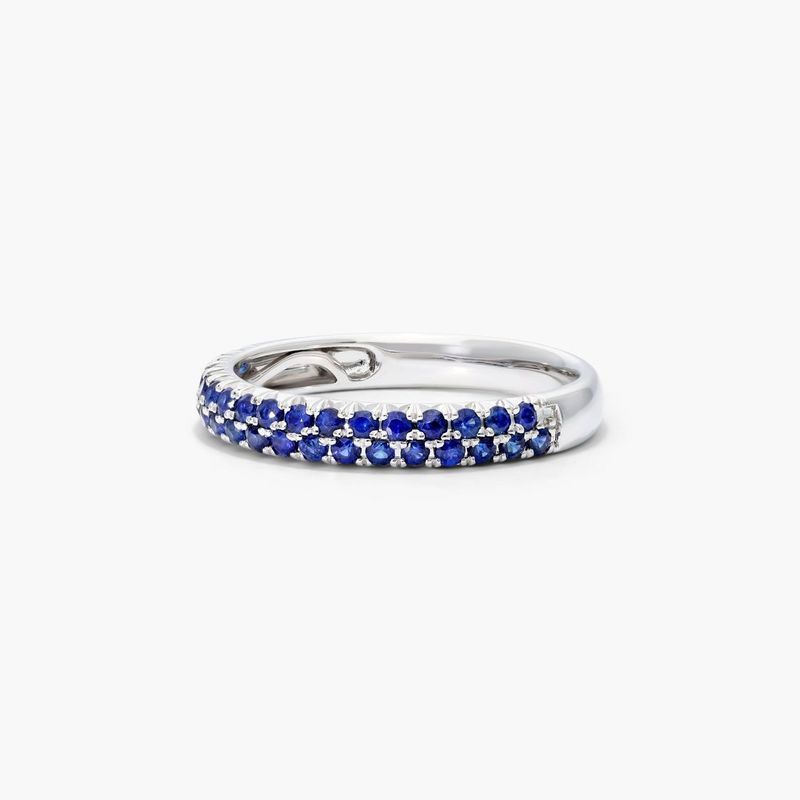Double Row Pavé Sapphire Ring In 14K White Gold