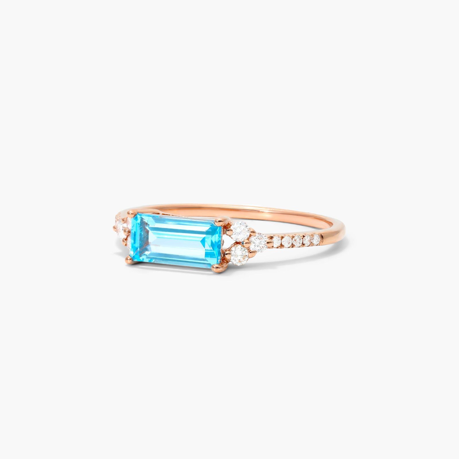 14K Rose Gold Blue Topaz and Triad Diamond Ring by Brevani Image-1