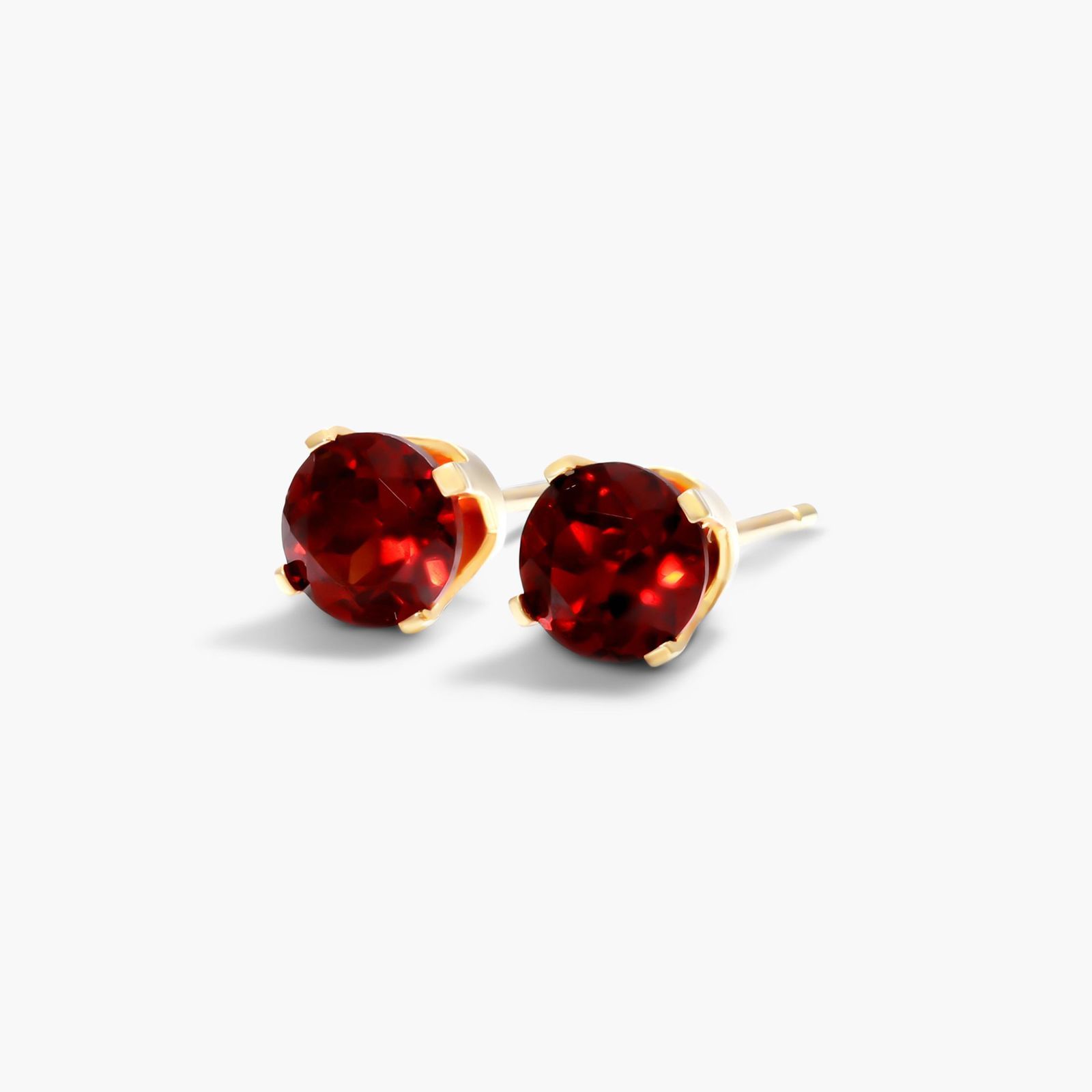 14K Yellow Gold Garnet Birthstone Earrings Image-1