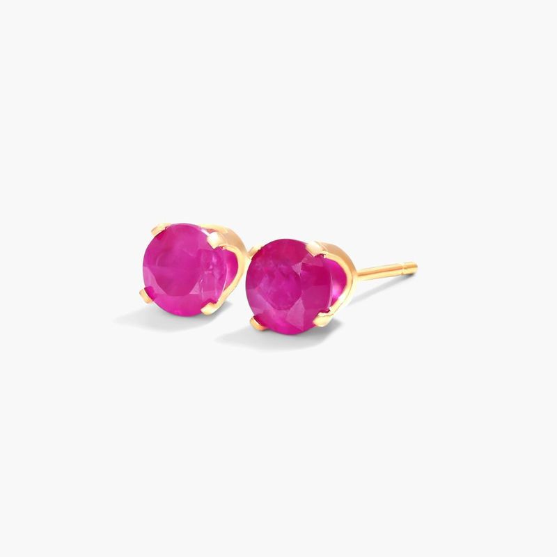 14K Yellow Gold Ruby Birthstone Earrings