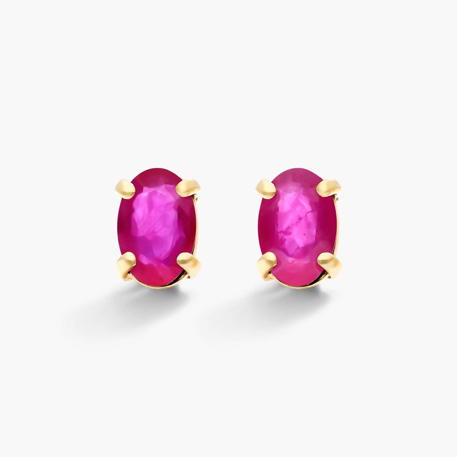 14K Yellow Gold Oval Ruby Birthstone Earrings-8341207y14