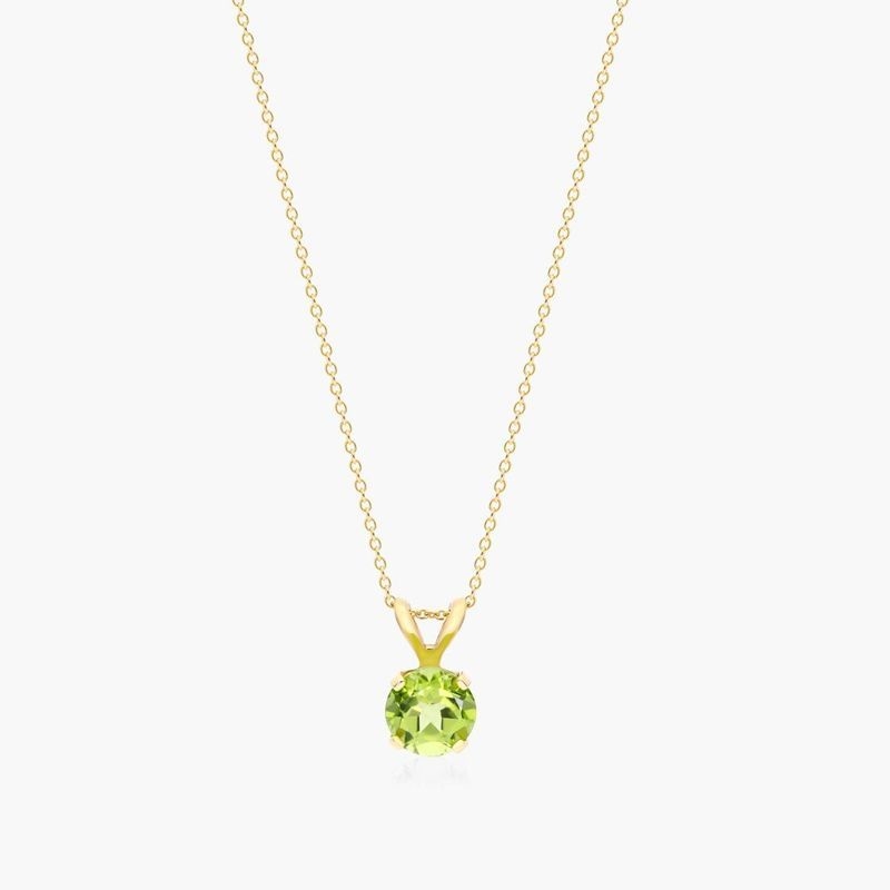 14K Yellow Gold Peridot Birthstone Necklace