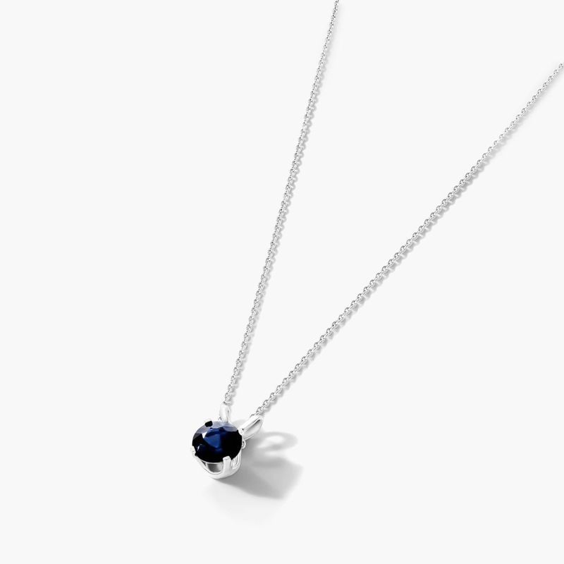 14K White Gold Sapphire Birthstone Necklace