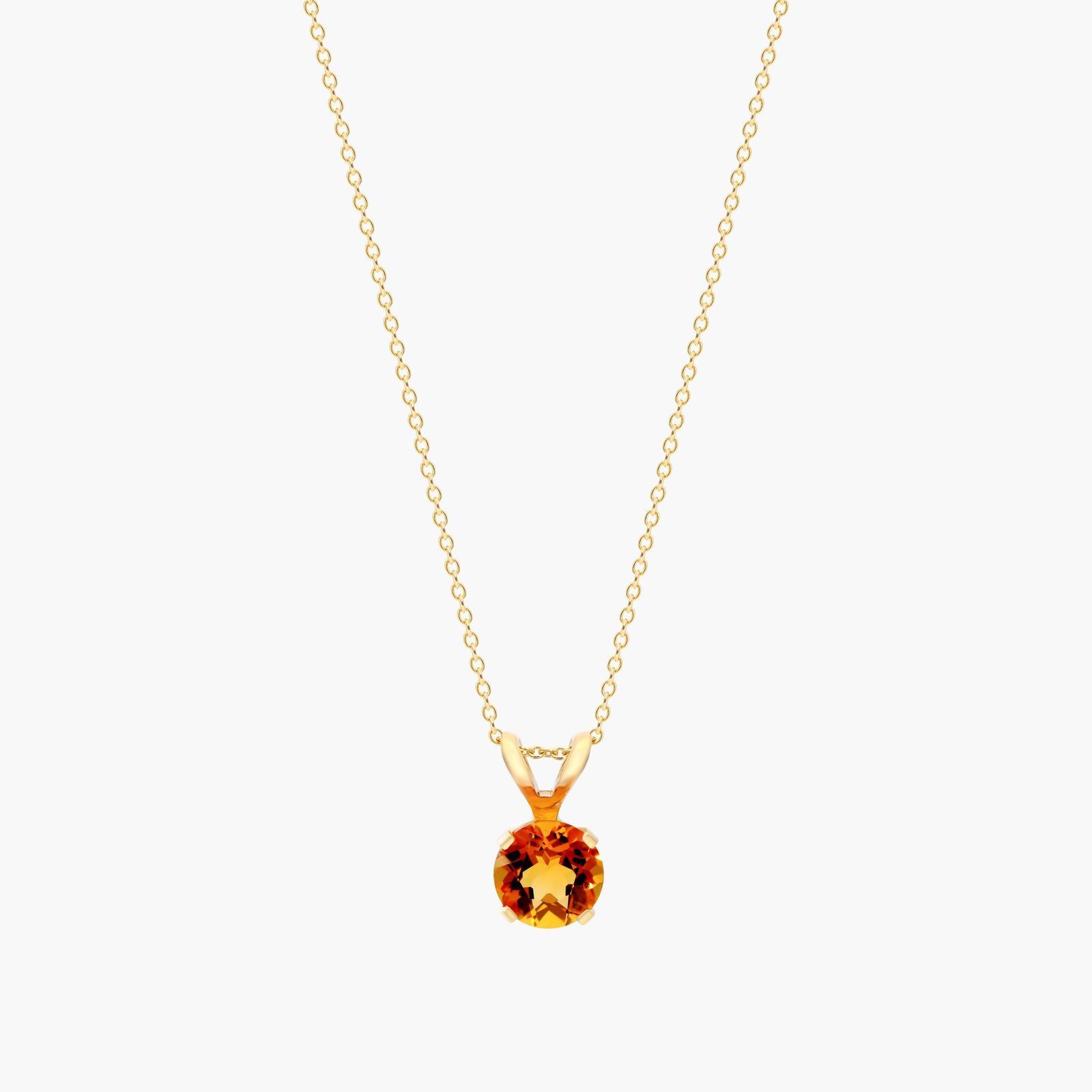 14K Yellow Gold Citrine Birthstone Necklace Image-0