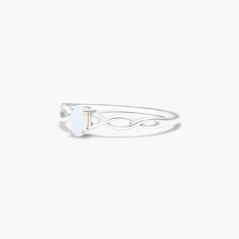 14K White Gold Infinity Opal Birthstone Ring