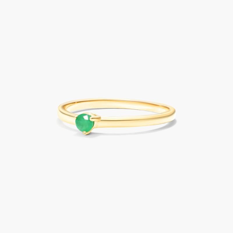 14K Yellow Gold 1.8mm Petite Single Emerald Birthstone Ring