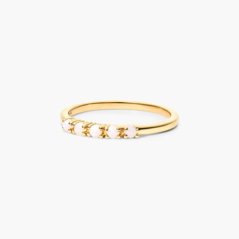 14K Yellow Opal Row Ring