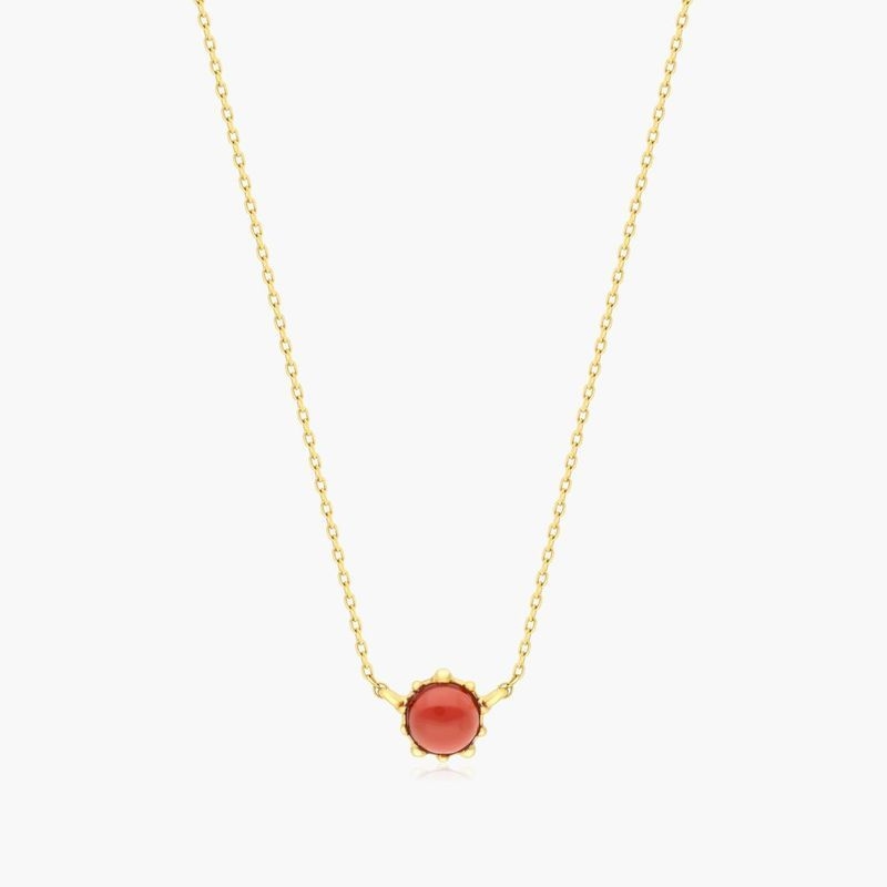 14K Yellow Gold Beaded Garnet Necklace