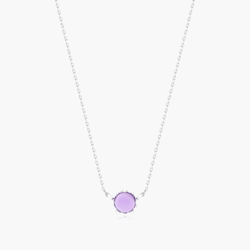 14K White Gold Beaded Amethyst Necklace