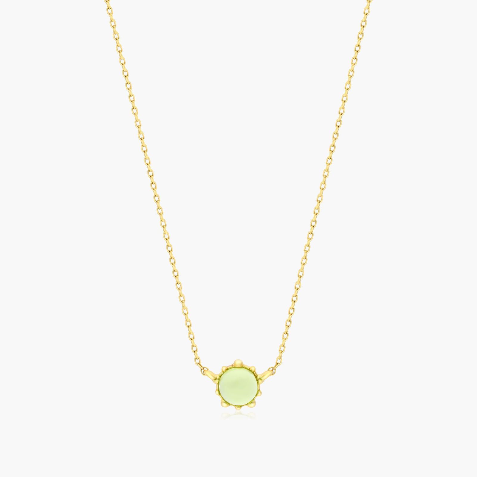 14K Yellow Gold Beaded Peridot Necklace Image-0