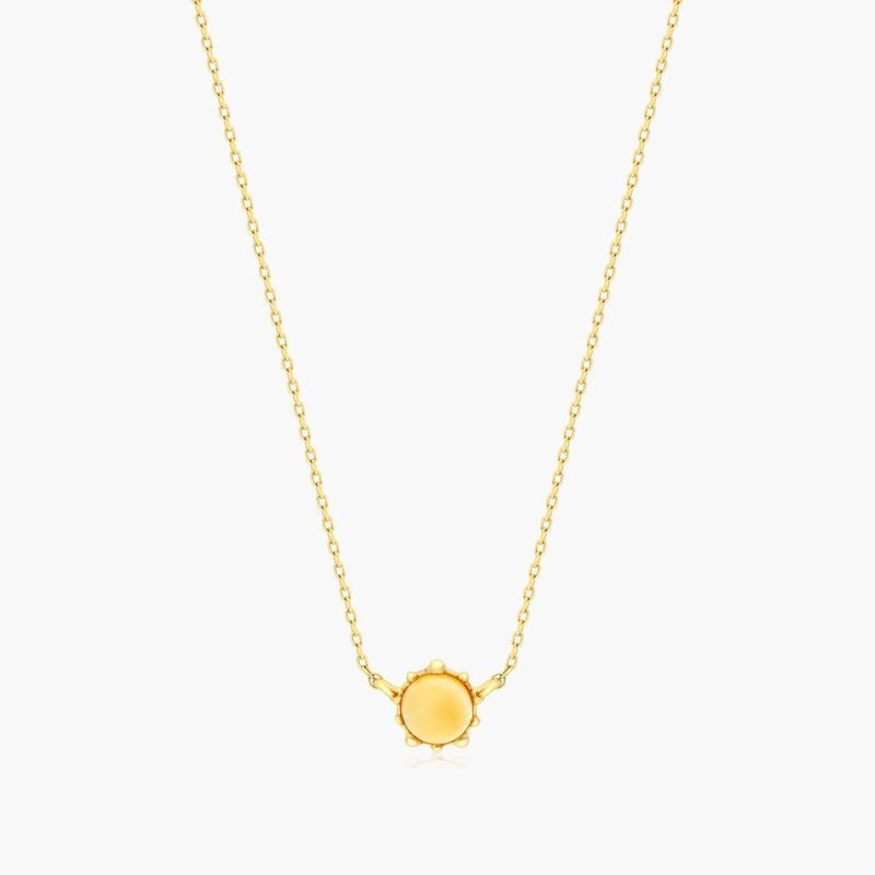 14K Yellow Gold Beaded Citrine Necklace