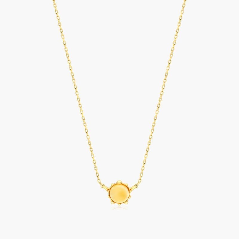 14K Yellow Gold Beaded Citrine Necklace